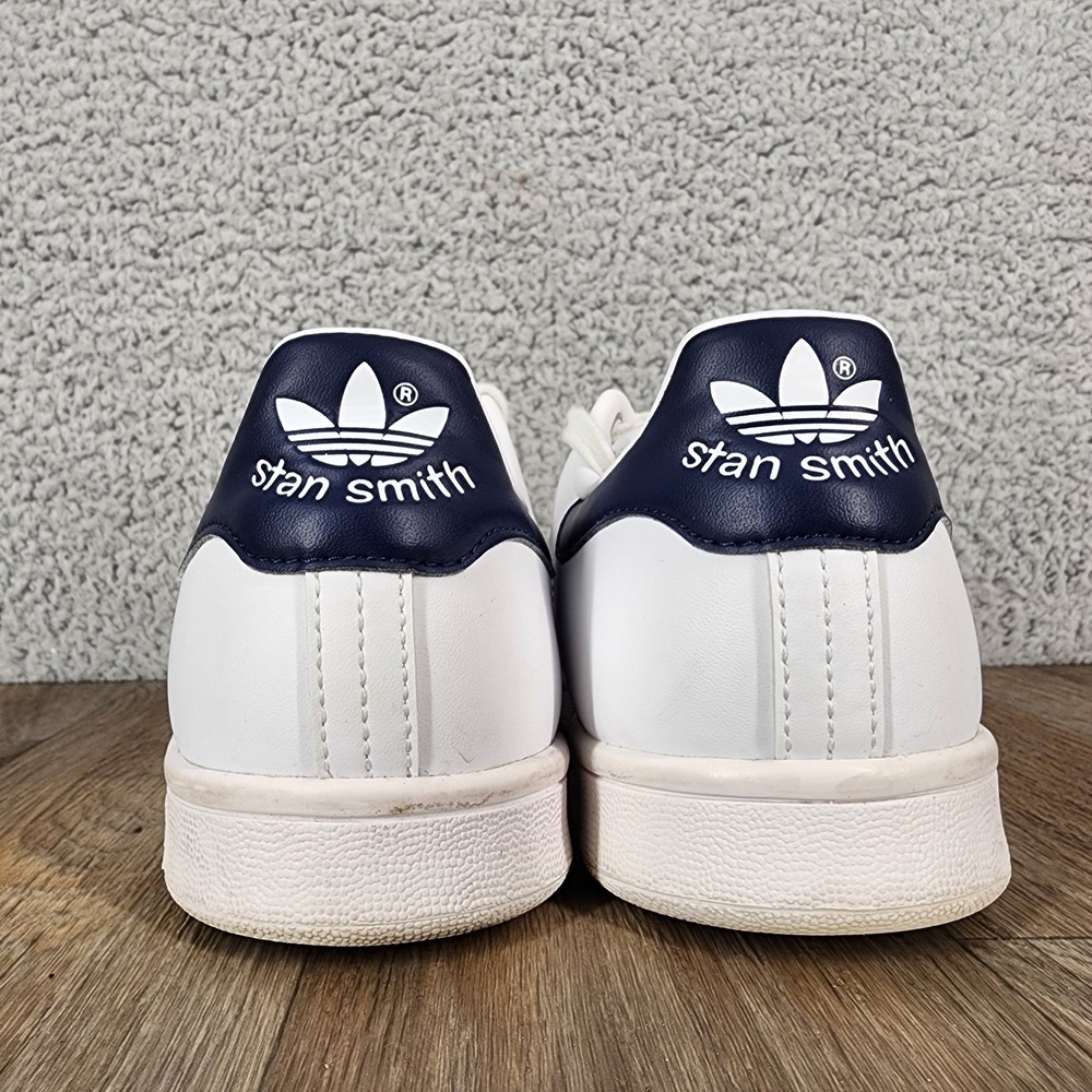 Adidas Stan Smith Womens‎ Size US 6.5 White Navy Sneakers Leather Tennis Shoes - Picture 4 of 9